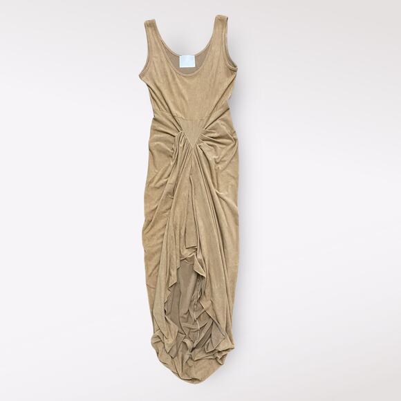 Freshine Ruched Scoop Neck Maxi Dress Small Brown Boho Draped Festival USA - Picture 1 of 7